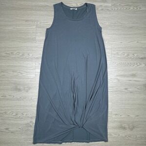 Beau Jours Womens Midi Dress Twist‎ Front Sleeveless Blue Gray Large Made USA